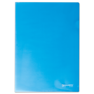 Папка-уголок жесткая BRAUBERG синяя 0,15мм, 221642
